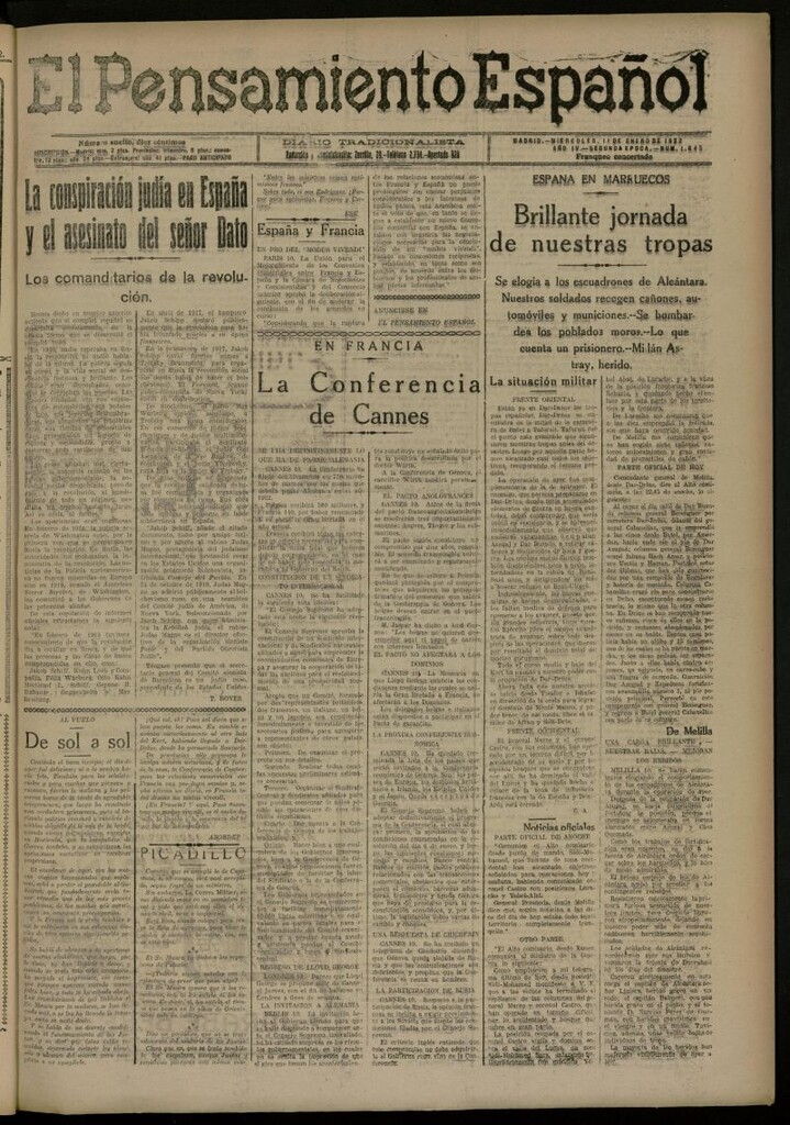 Miniatura de El Pensamiento Español del 11 de enero de 1922, nº 1645