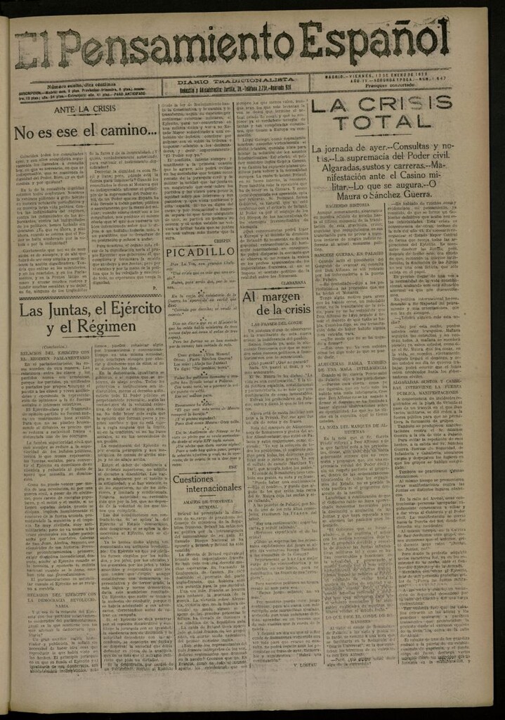 Miniatura de El Pensamiento Español del 13 de enero de 1922, nº 1647