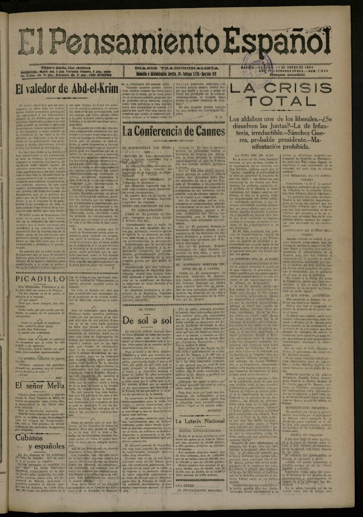 Miniatura de El Pensamiento Español del 14 de enero de 1922, nº 1648