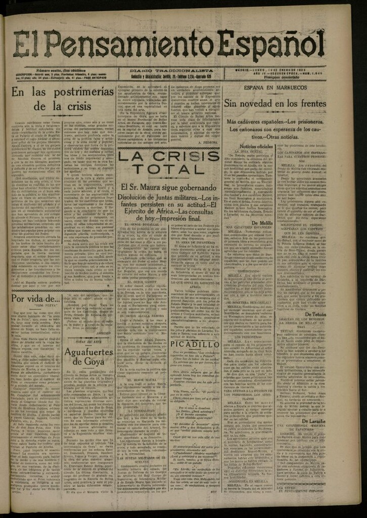 Miniatura de El Pensamiento Español del 16 de enero de 1922, nº 1649