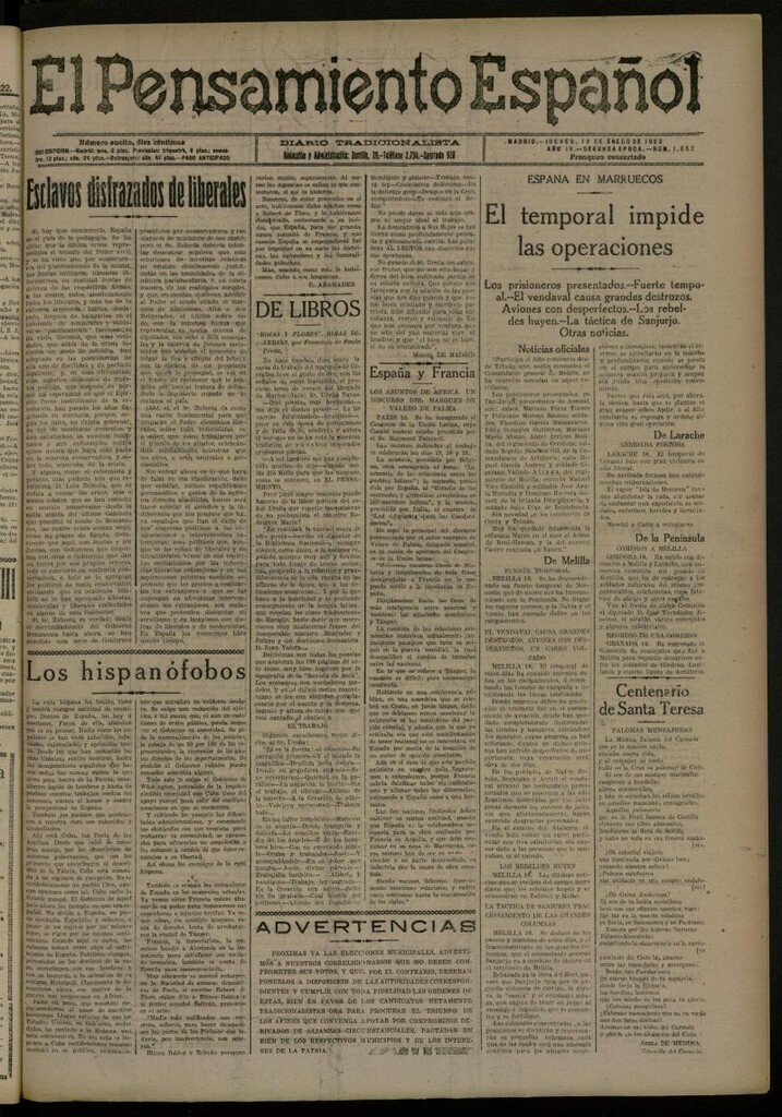 Miniatura de El Pensamiento Español del 19 de enero de 1922, nº 1652