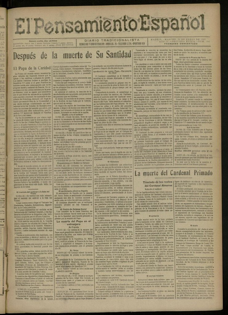 Miniatura de El Pensamiento Español del 24 de enero de 1922, nº 166 [sic]