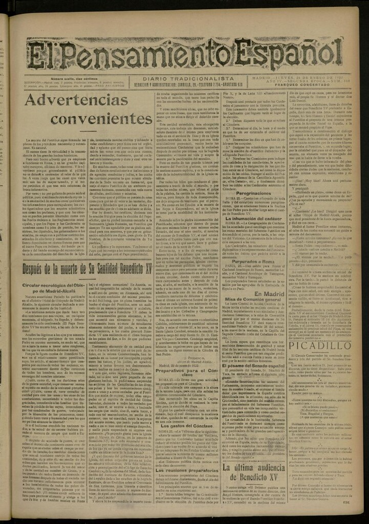 Miniatura de El Pensamiento Español del 26 de enero de 1922, nº 168 [sic]