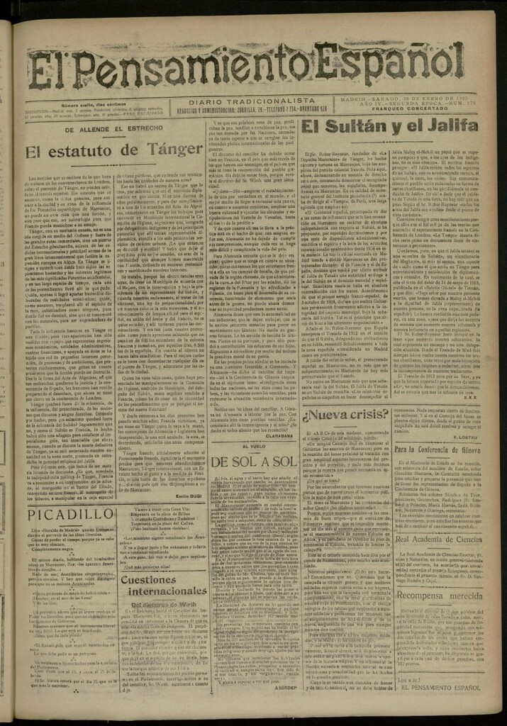 Miniatura de El Pensamiento Español del 28 de enero de 1922, nº 170 [sic]