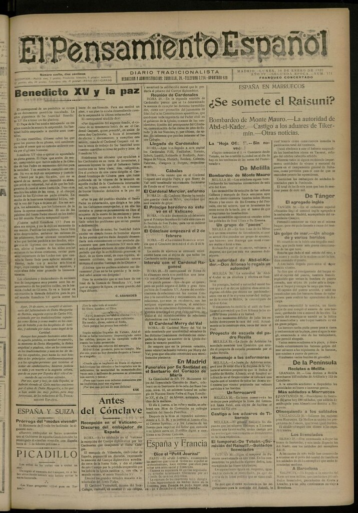 Miniatura de El Pensamiento Español del 30 de enero de 1922, nº 171 [sic]
