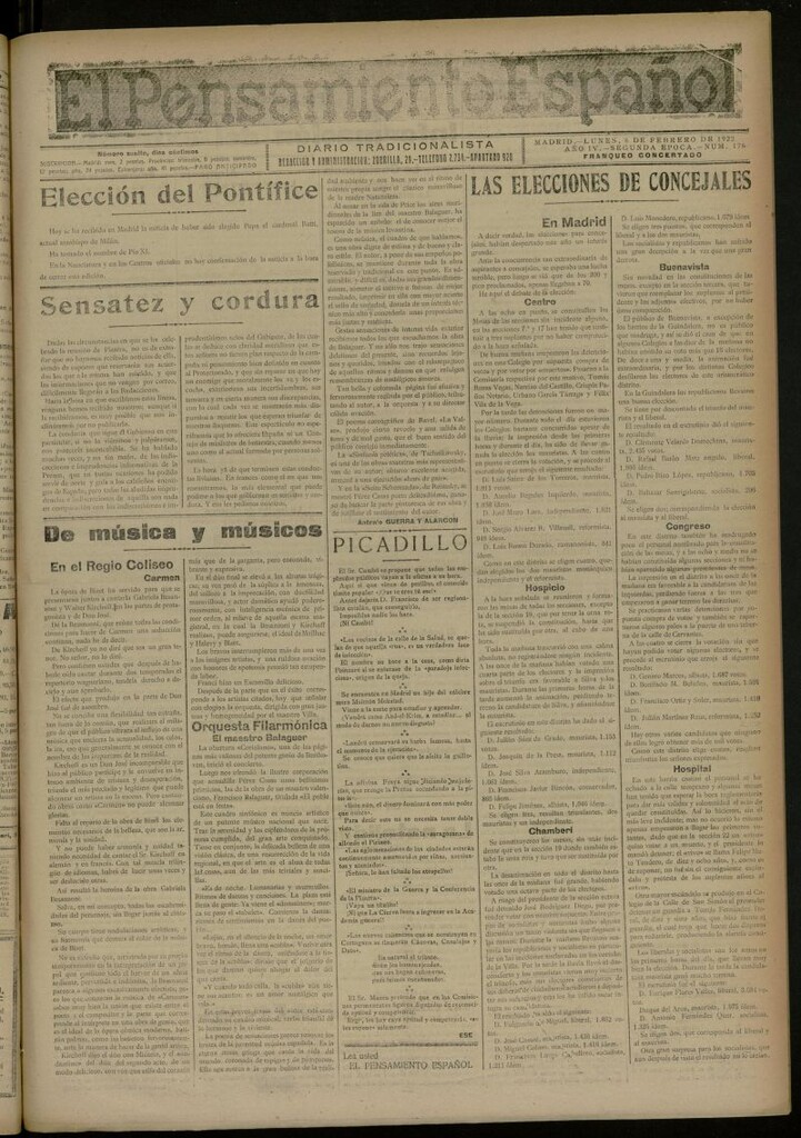 Miniatura de El Pensamiento Español del 6 de febrero de 1922, nº 176 [sic]