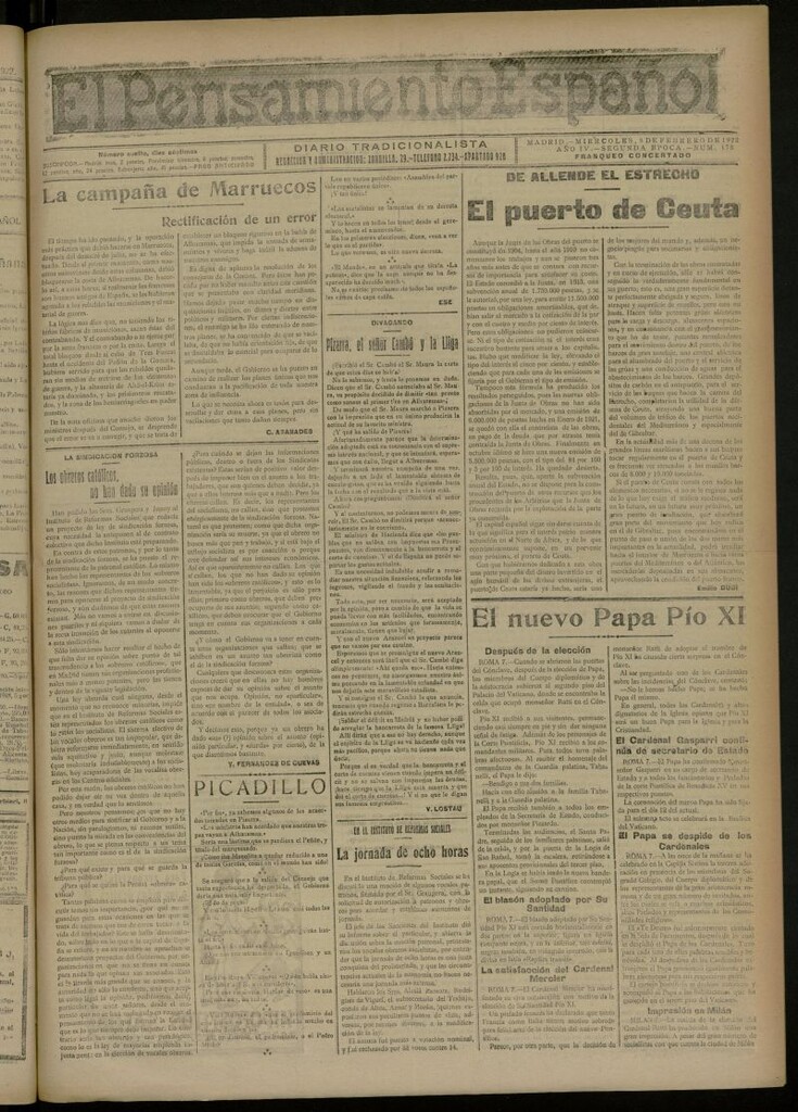 Miniatura de El Pensamiento Español del 8 de febrero de 1922, nº 178 [sic]