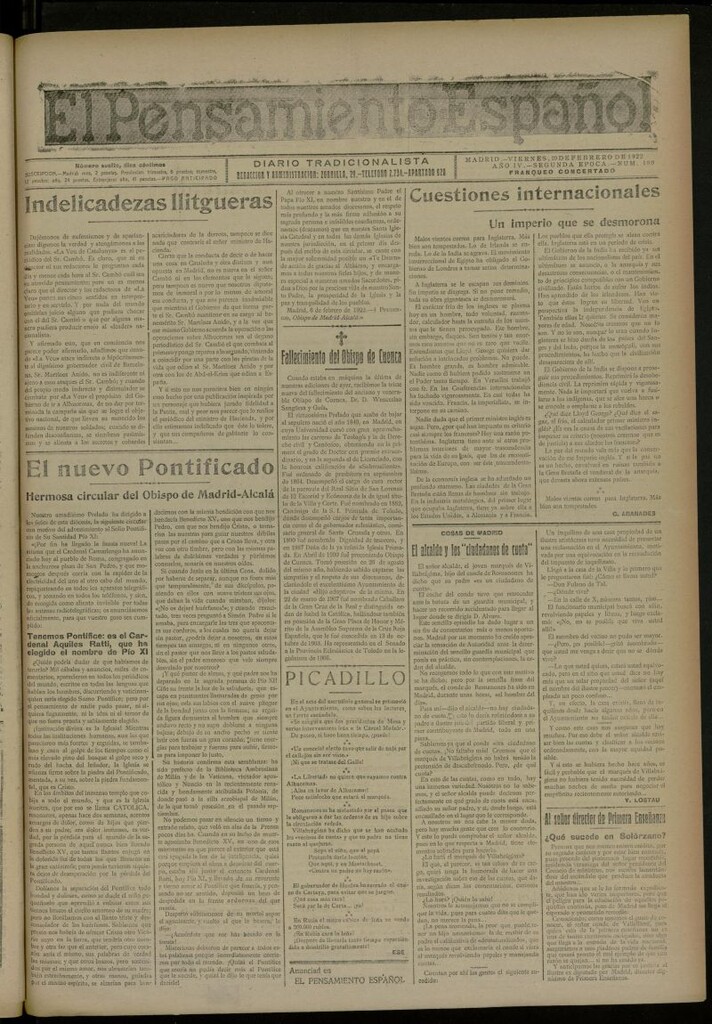 Miniatura de El Pensamiento Español del 10 de febrero de 1922, nº 180 [sic]