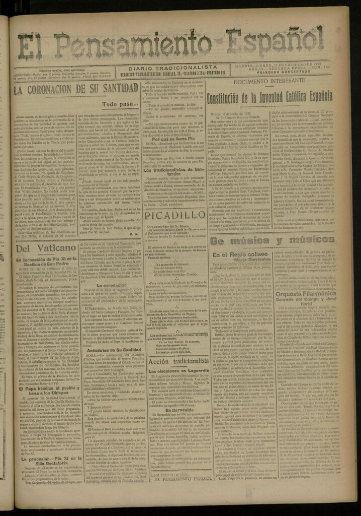 Miniatura de El Pensamiento Español del 13 de febrero de 1922, nº 182 [sic]