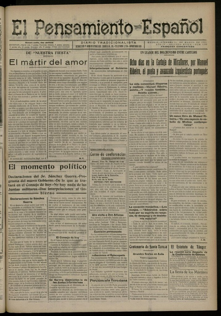Miniatura de El Pensamiento Español del 10 marzo de 1922, nº 1202 [sic]
