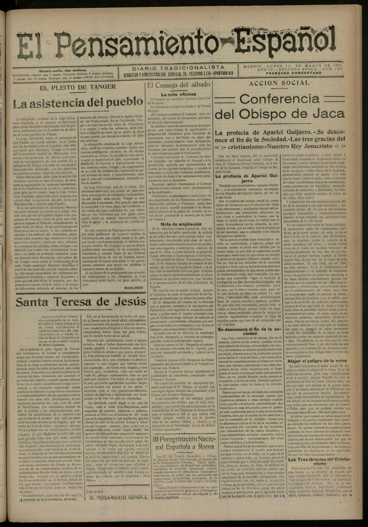 Miniatura de El Pensamiento Español del 13 marzo de 1922, nº 1204 [sic]