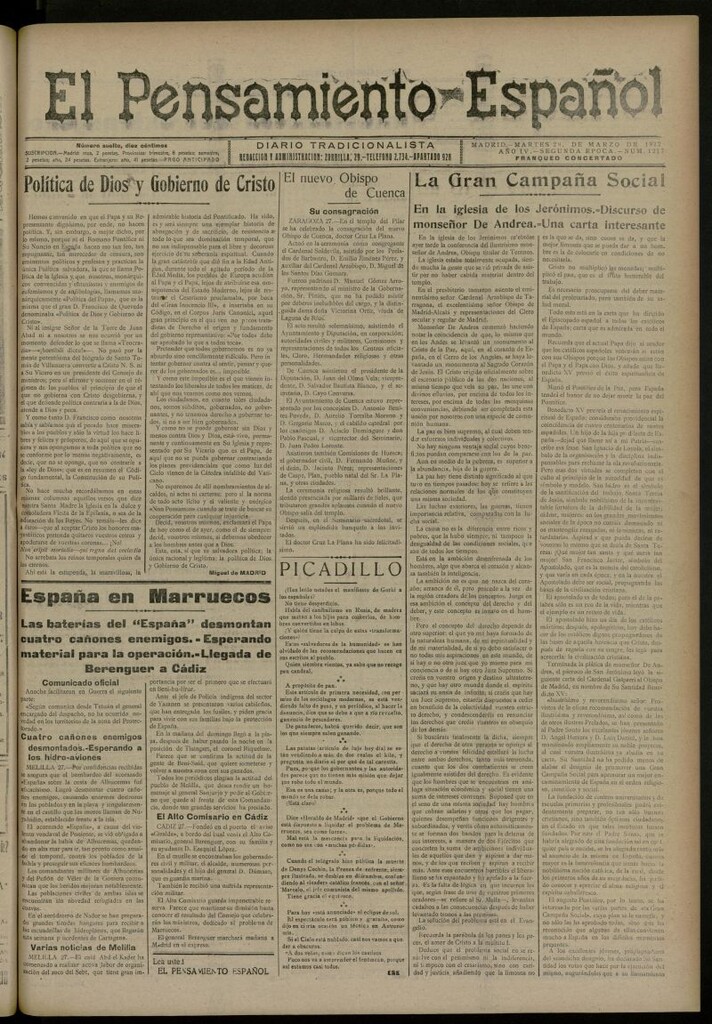 Miniatura de El Pensamiento Español del 28 marzo de 1922, nº 1217 [sic]