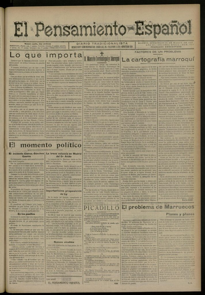 Miniatura de El Pensamiento Español del 29 marzo de 1922, nº 1218 [sic]