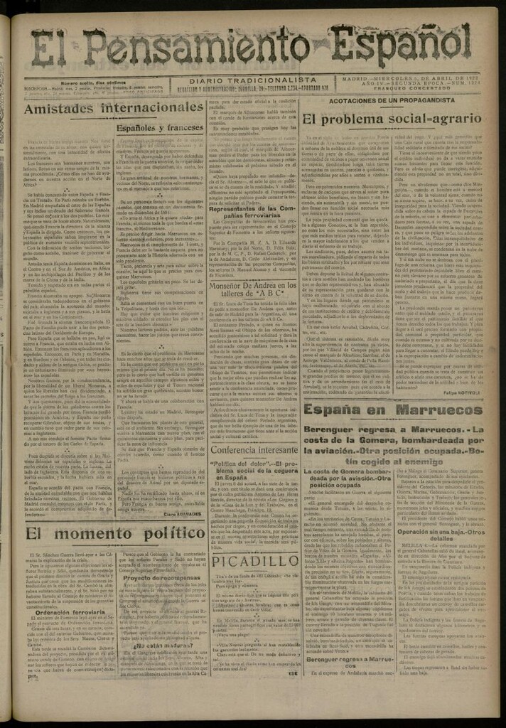 Miniatura de El Pensamiento Español del 5 de abril de 1922, nº 1224 [sic]