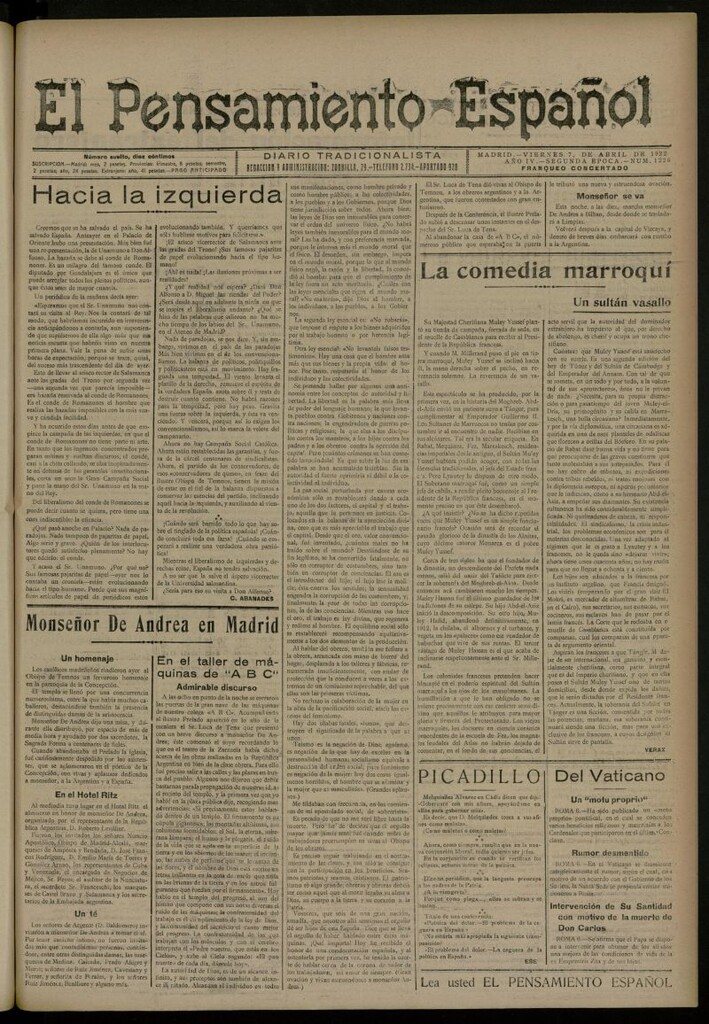 Miniatura de El Pensamiento Español del 7 de abril de 1922, nº 1226 [sic]