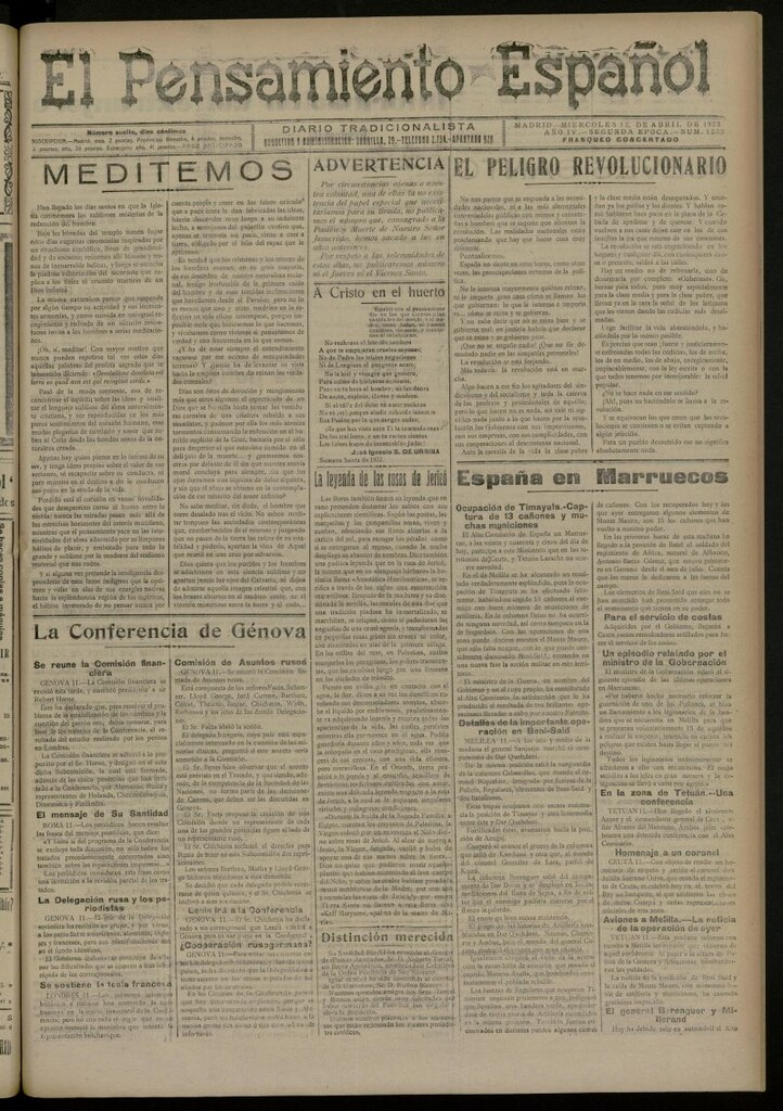 Miniatura de El Pensamiento Español del 12 de abril de 1922, nº 1230 [sic]