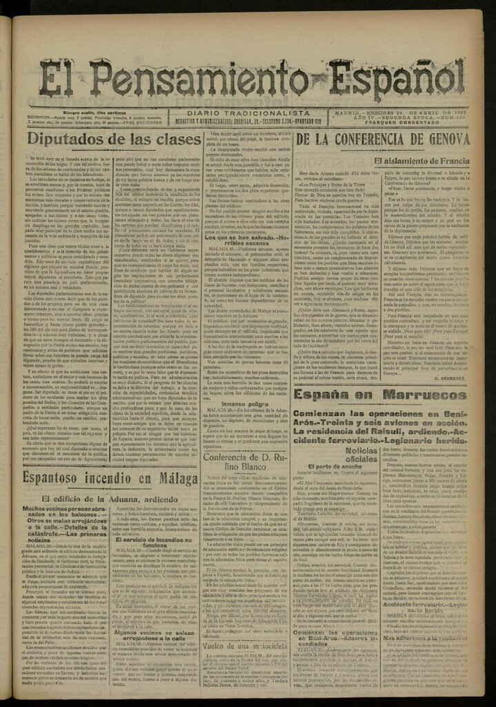 Miniatura de El Pensamiento Español del 26 de abril de 1922, nº 1240 [sic]