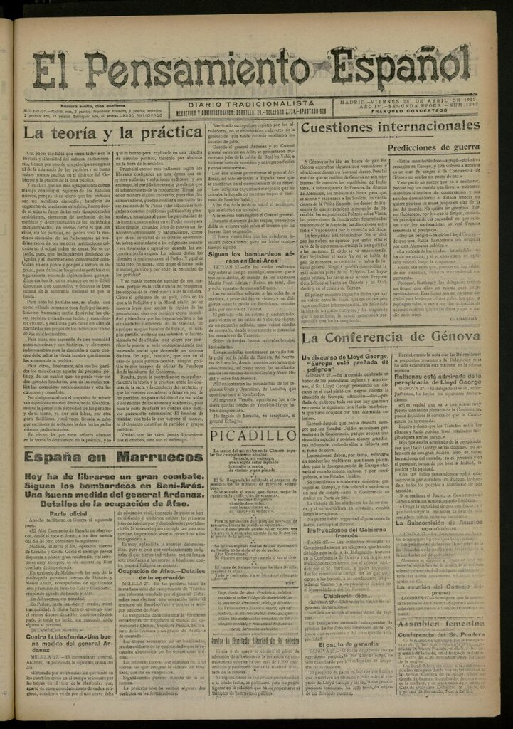 Miniatura de El Pensamiento Español del 28 de abril de 1922, nº 1242 [sic]