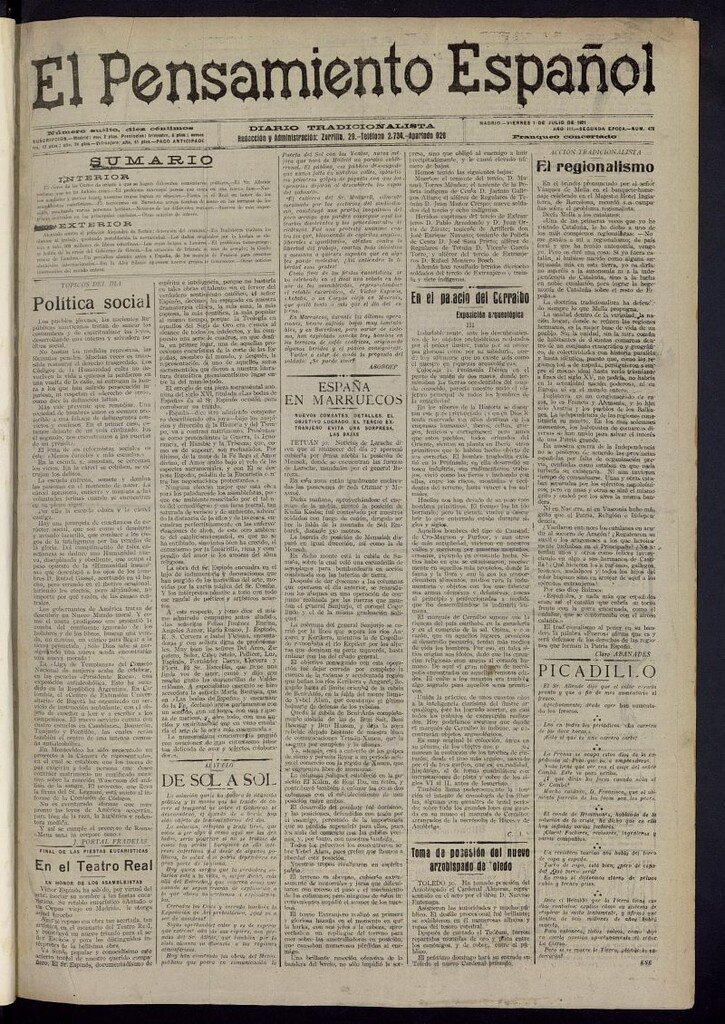 Miniatura de El Pensamiento Español del 1 de julio de 1921, nº 478