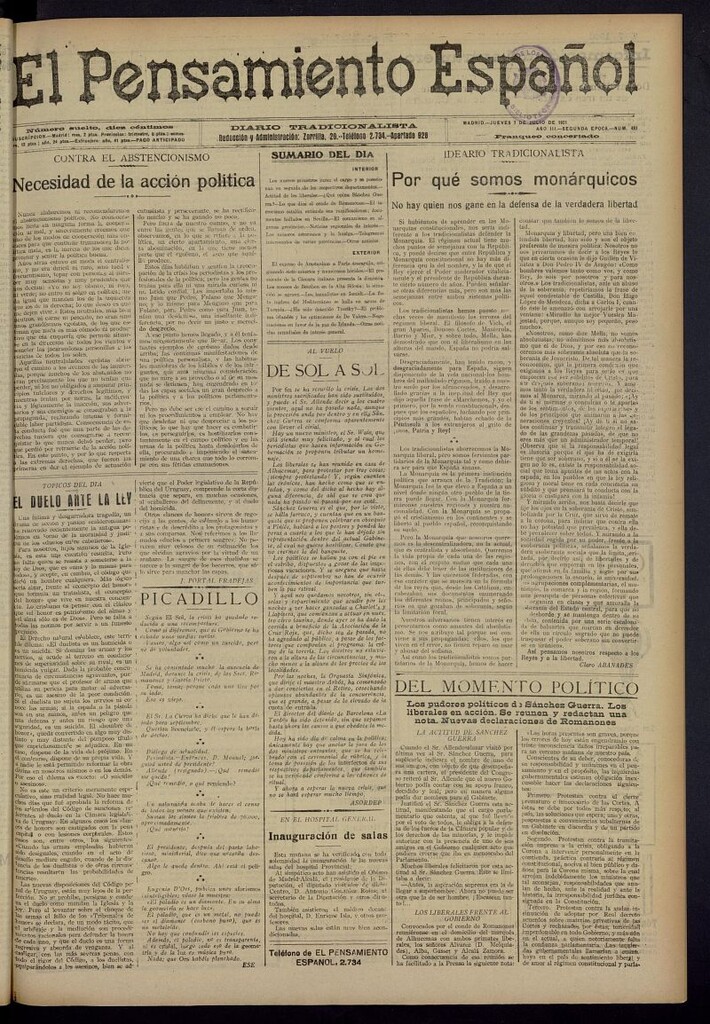 Miniatura de El Pensamiento Español del 7 de julio de 1921, nº 483