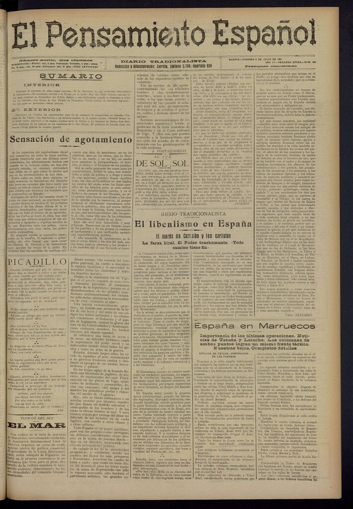Miniatura de El Pensamiento Español del 8 de julio de 1921, nº 484