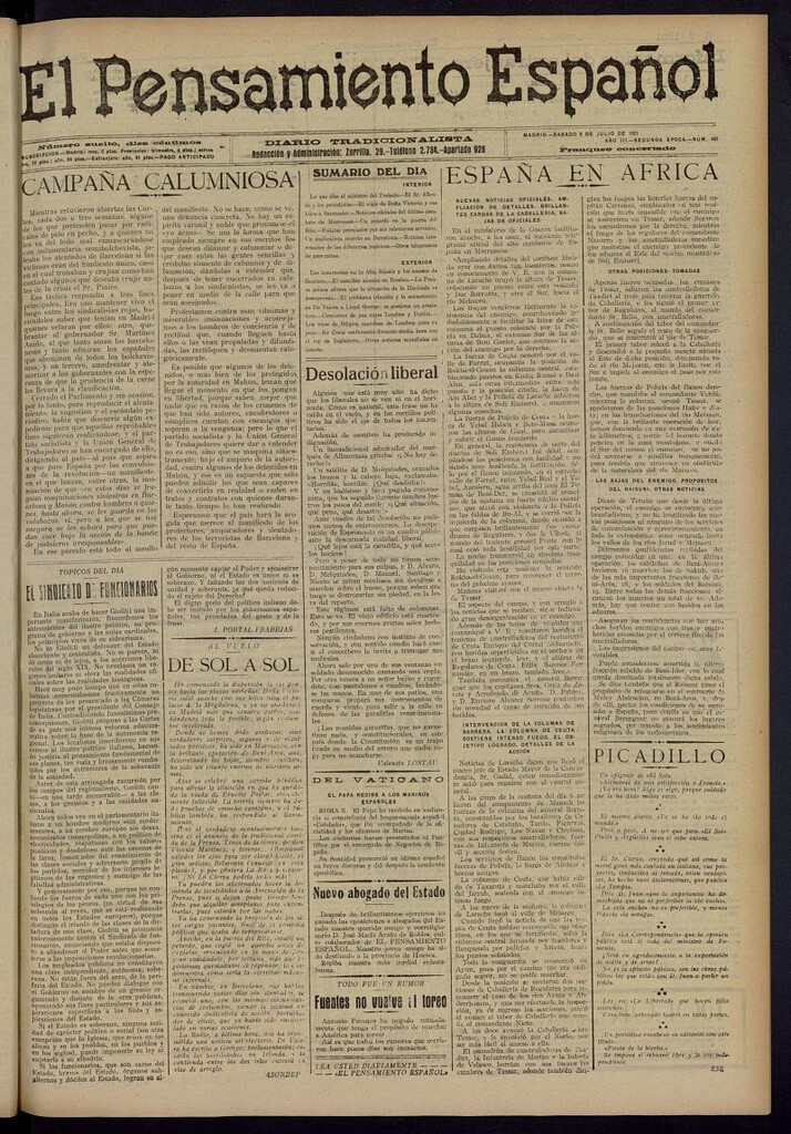 Miniatura de El Pensamiento Español del 9 de julio de 1921, nº 485