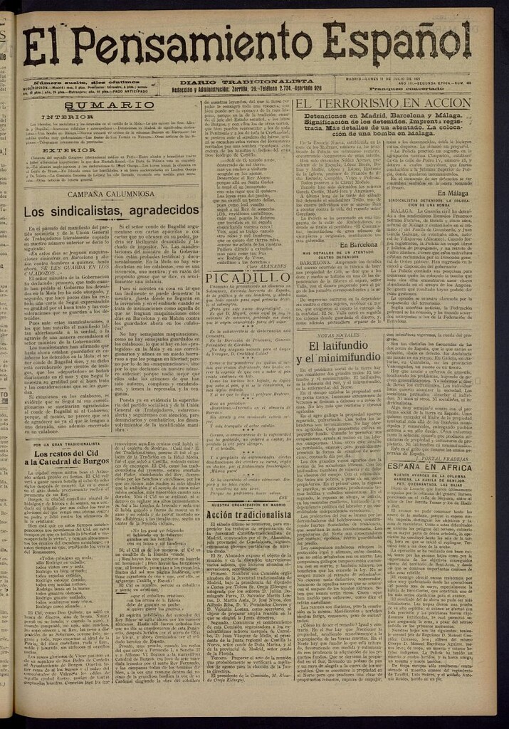 Miniatura de El Pensamiento Español del 11 de julio de 1921, nº 486