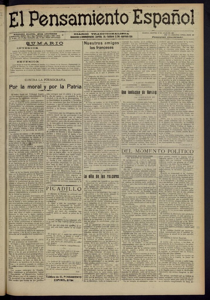 Miniatura de El Pensamiento Español del 12 de julio de 1921, nº 487