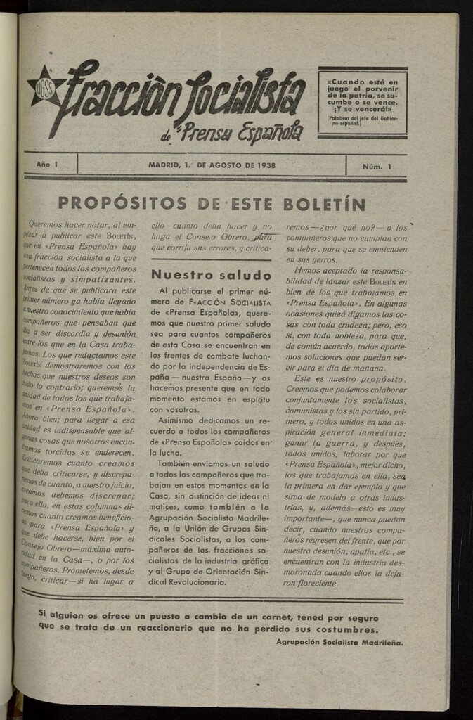 Miniatura de Fracción Socialista de Prensa Española
