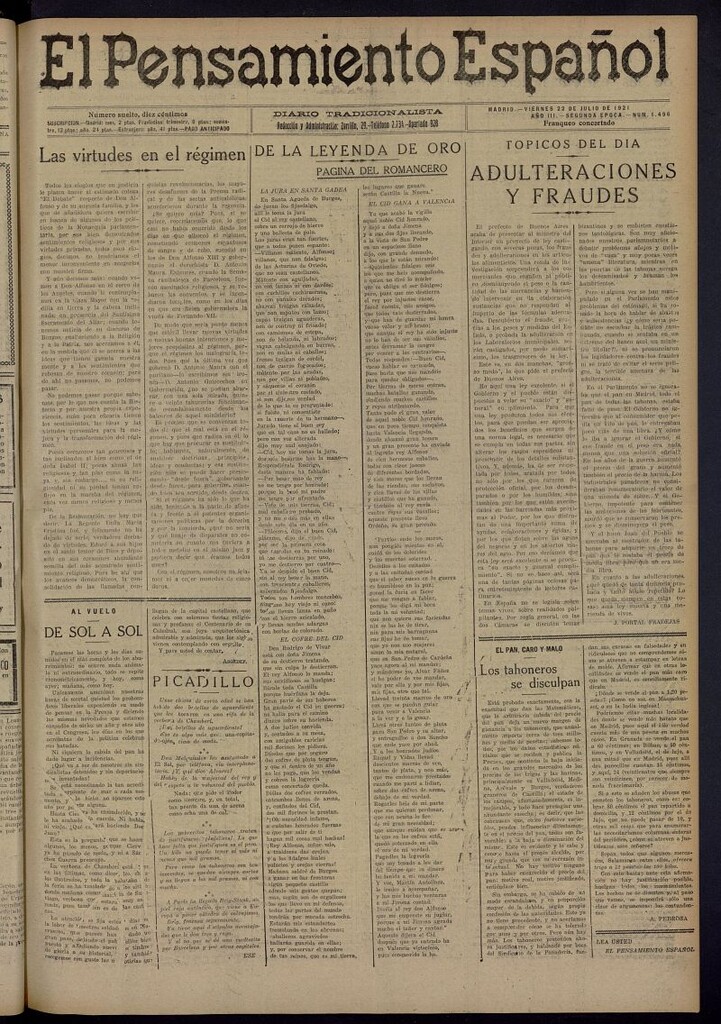Miniatura de El Pensamiento Español del 22 de julio de 1921, nº 1496