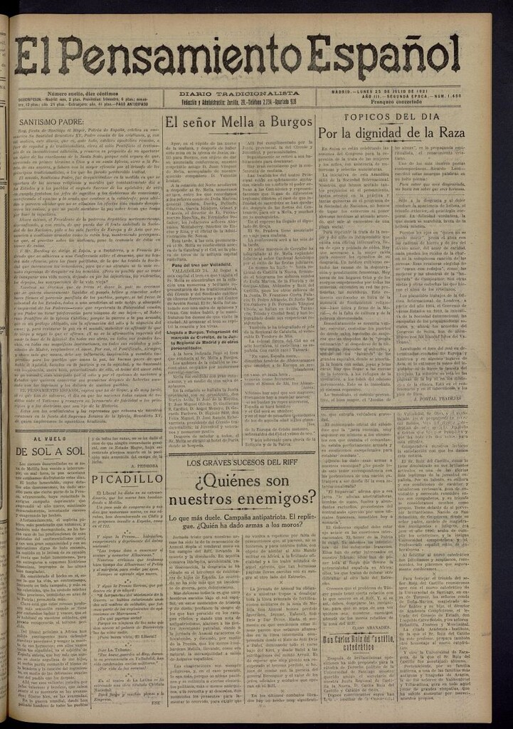 Miniatura de El Pensamiento Español del 25 de julio de 1921, nº 1498