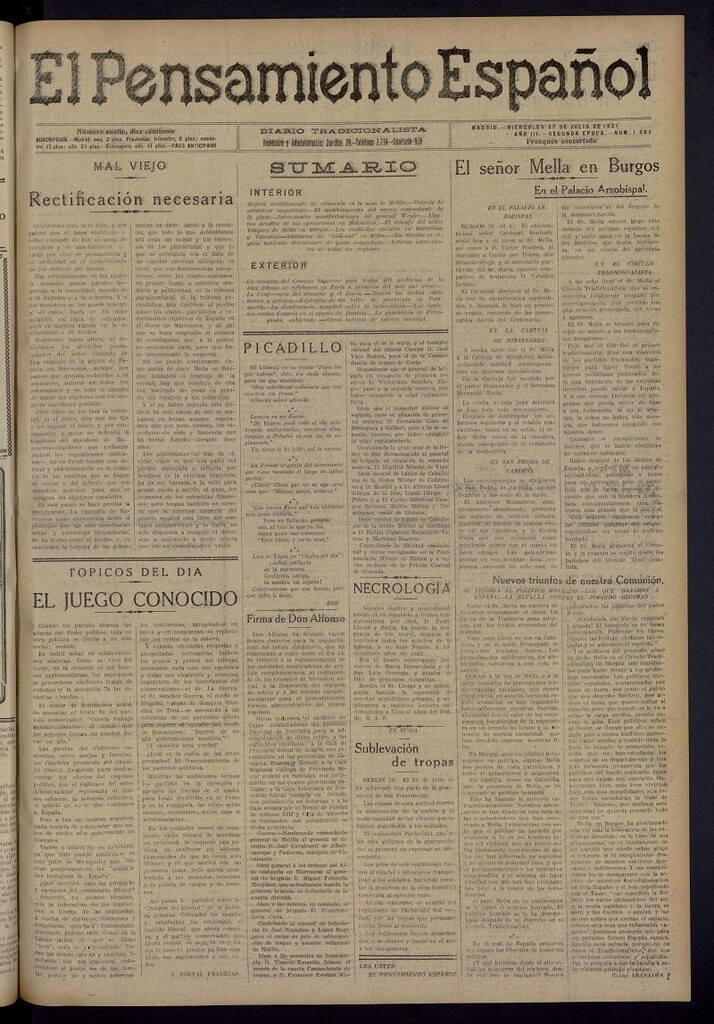 Miniatura de El Pensamiento Español del 27 de julio de 1921, nº 1500