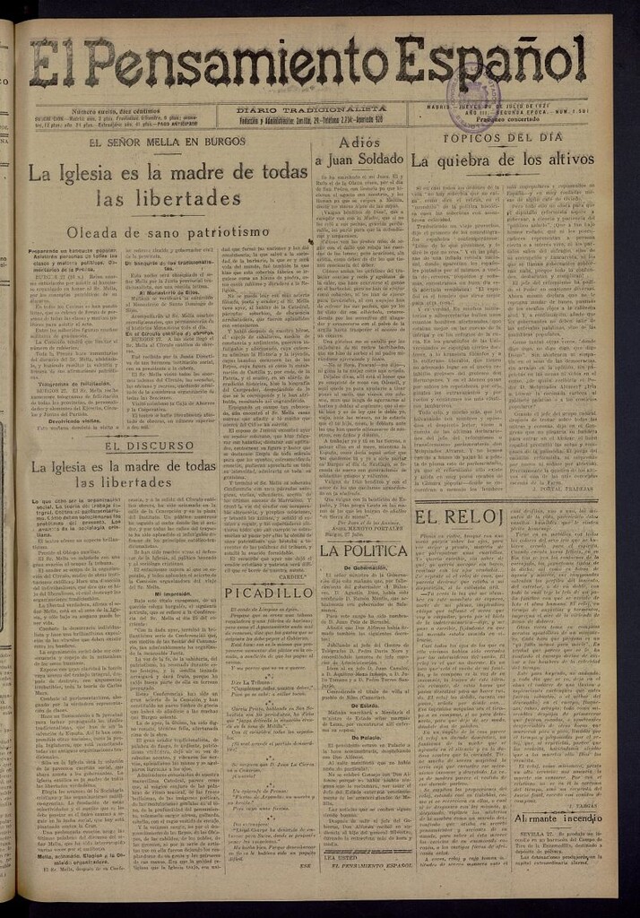 Miniatura de El Pensamiento Español del 28 de julio de 1921, nº 1501