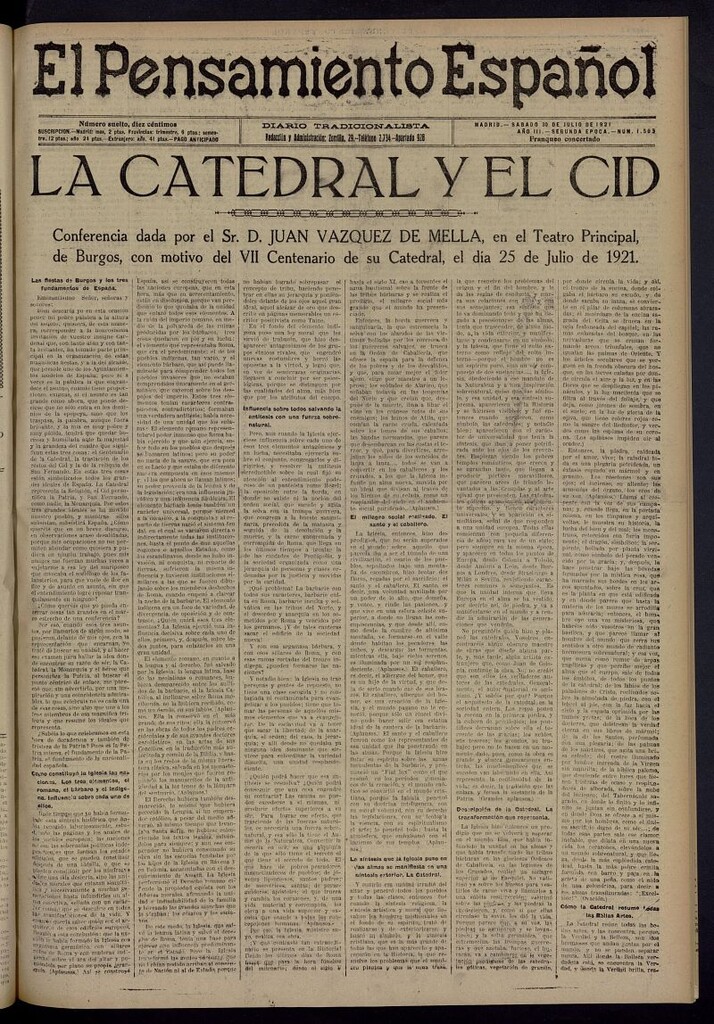 Miniatura de El Pensamiento Español del 30 de julio de 1921, nº 1503