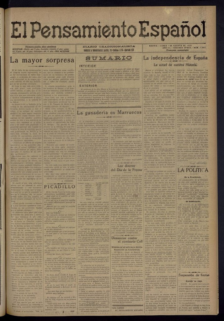 Miniatura de El Pensamiento Español del 1 de agosto de 1921, nº 1504