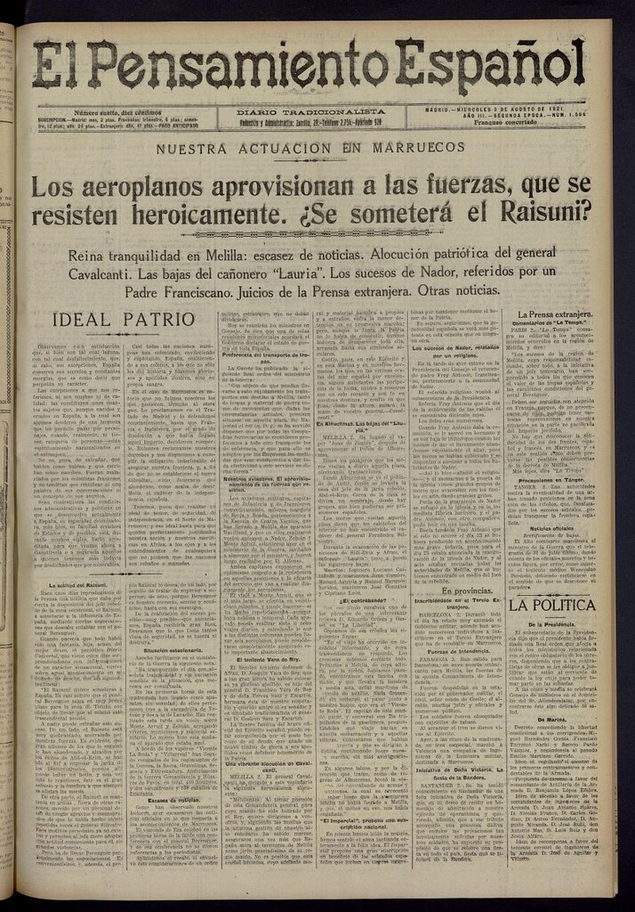 Miniatura de El Pensamiento Español del 3 de agosto de 1921, nº 1506