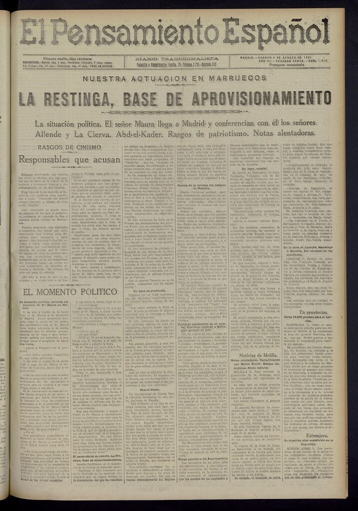 Miniatura de El Pensamiento Español del 6 de agosto de 1921, nº 1510
