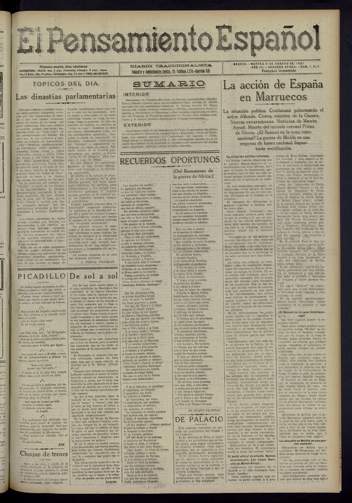 Miniatura de El Pensamiento Español del 9 de agosto de 1921, nº 1512