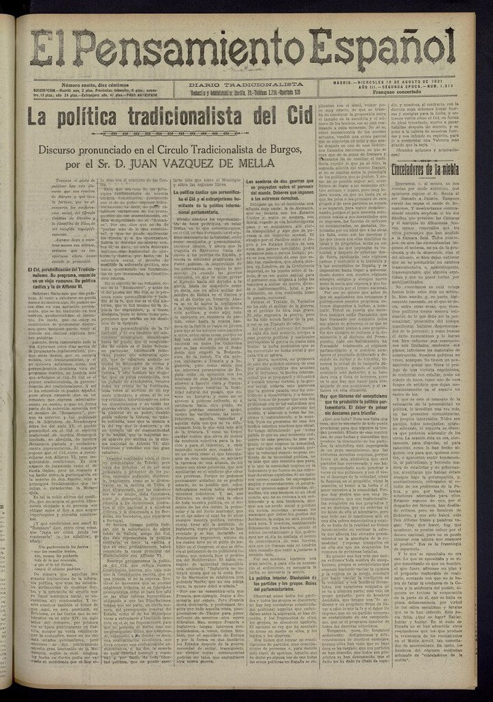Miniatura de El Pensamiento Español del 10 de agosto de 1921, nº 1513