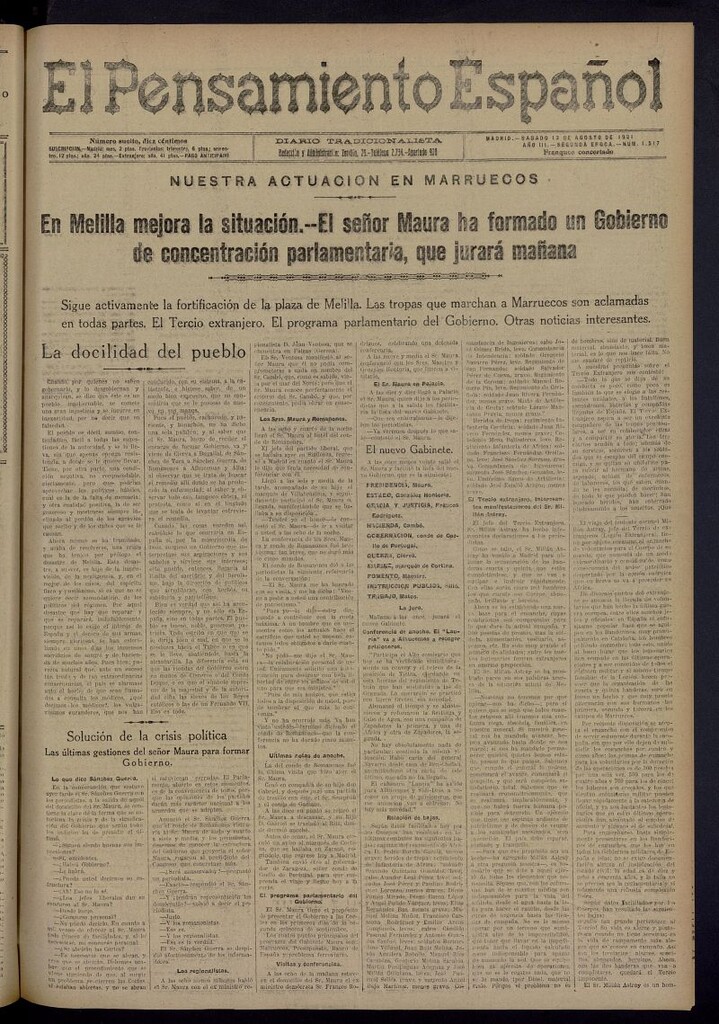 Miniatura de El Pensamiento Español del 13 de agosto de 1921, nº 1517