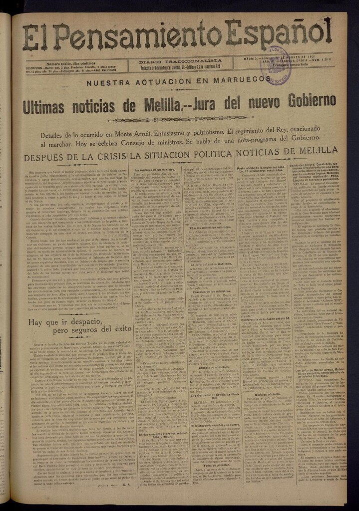 Miniatura de El Pensamiento Español del 15 de agosto de 1921, nº 1518