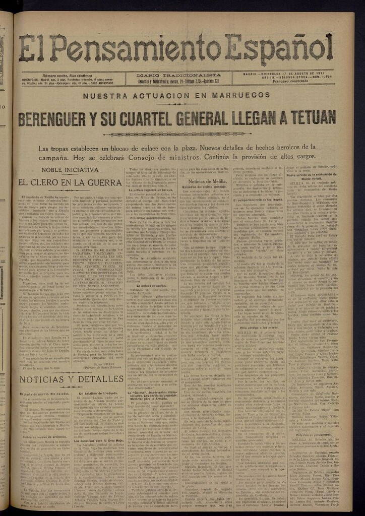 Miniatura de El Pensamiento Español del 17 de agosto de 1921, nº 1520