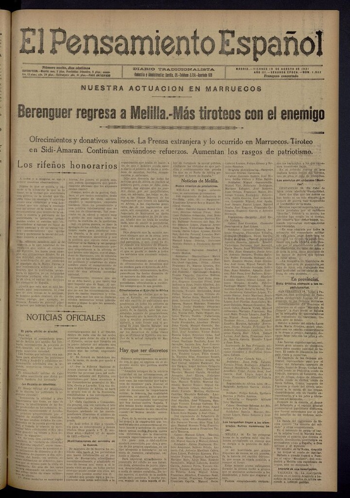 Miniatura de El Pensamiento Español del 19 de agosto de 1921, nº 1522