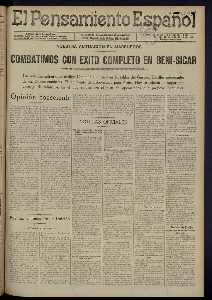 Miniatura de El Pensamiento Español del 24 de agosto de 1921, nº 1525