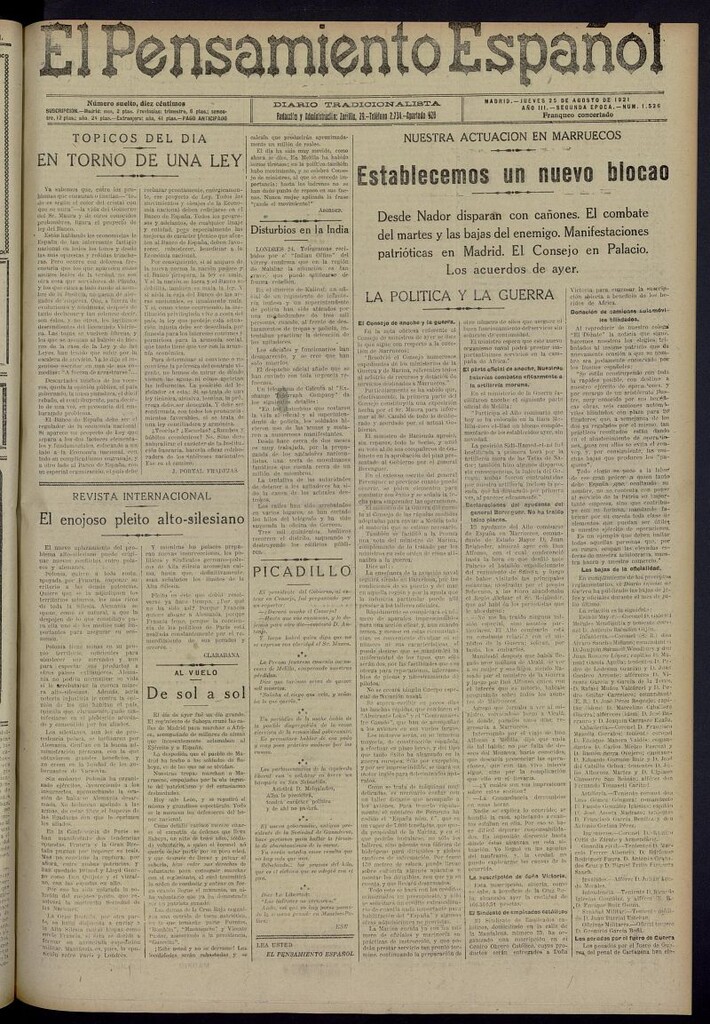Miniatura de El Pensamiento Español del 25 de agosto de 1921, nº 1526