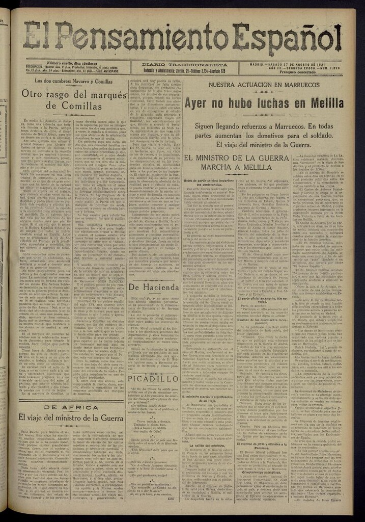 Miniatura de El Pensamiento Español del 27 de agosto de 1921, nº 1528