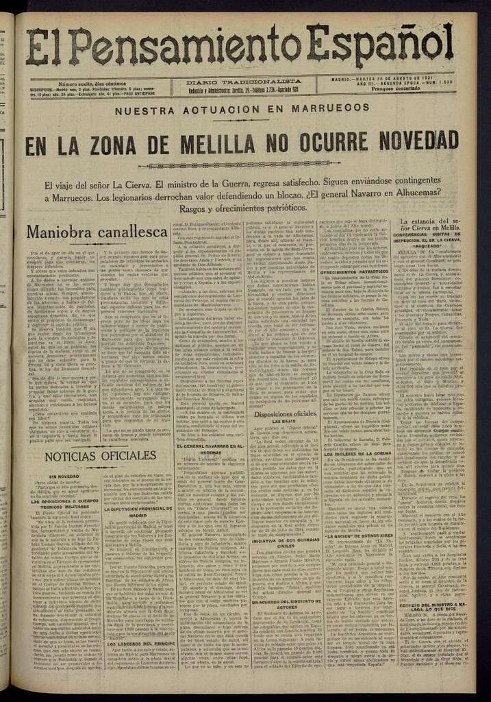 Miniatura de El Pensamiento Español del 30 de agosto de 1921, nº 1530