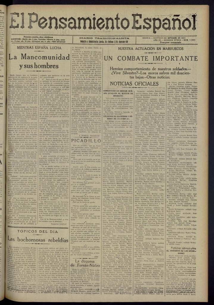 Miniatura de El Pensamiento Español del 6 de septiembre de 1921, nº 1536
