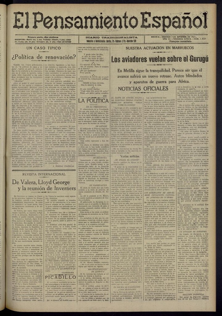Miniatura de El Pensamiento Español del 7 de septiembre de 1921, nº 1537