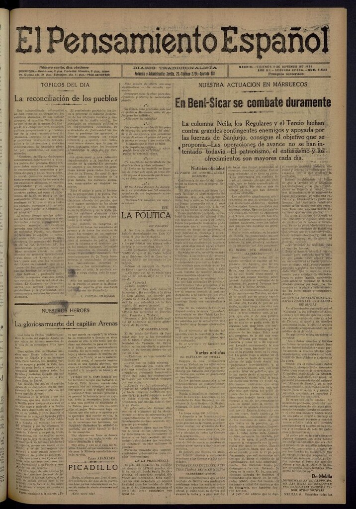 Miniatura de El Pensamiento Español del 9 de septiembre de 1921, nº 1538